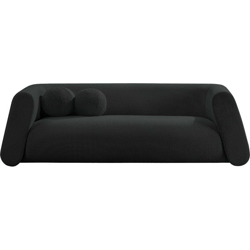 Canapé rembourré Khyryn, Tissu noir bouclé