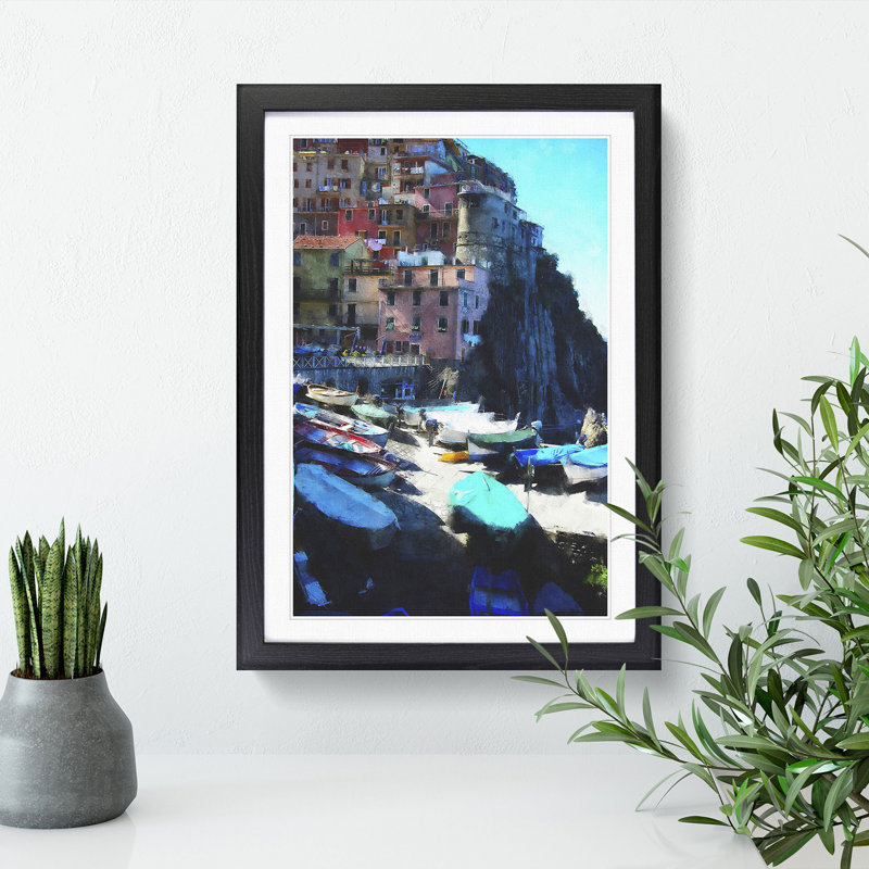 Cinque Terre in Italy Vol.1 - Picture Frame Graphic Art, 36cm H x 27cm W x 2cm D, Black Framed