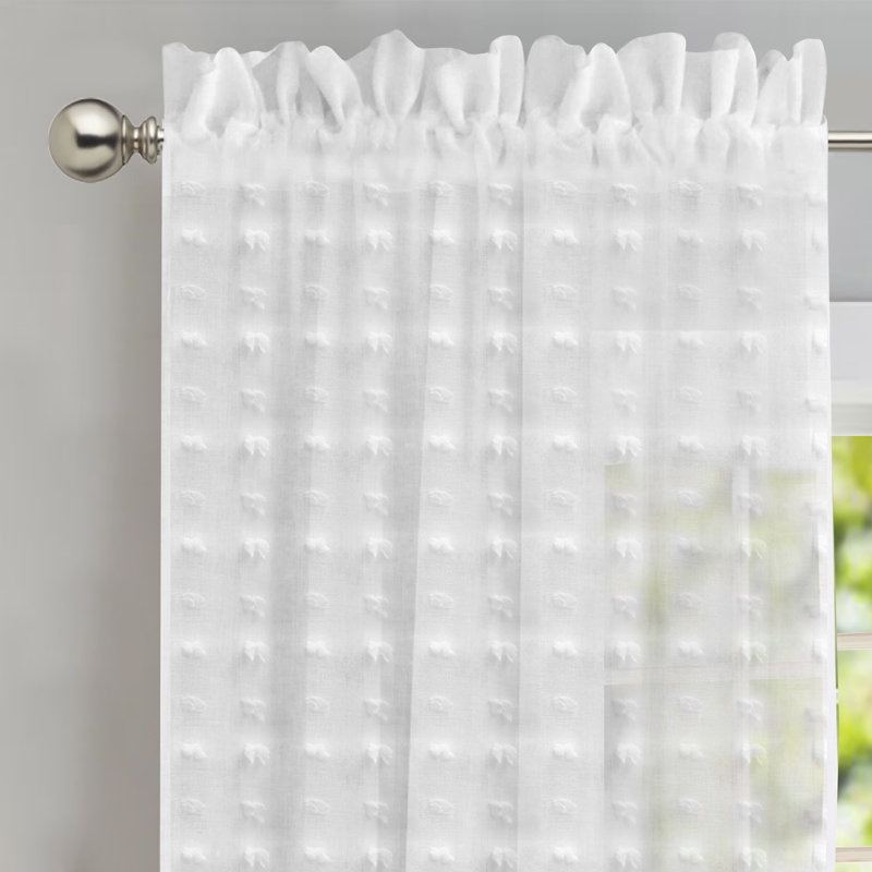 White Sheer Linen Velvet Rod Pocket Kids Window Panels