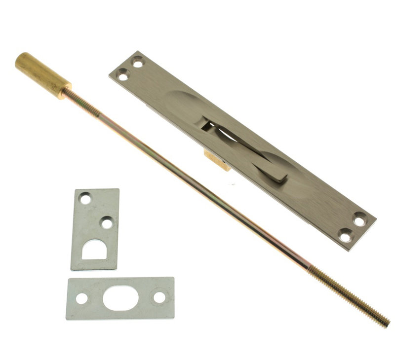 Solid Brass Extension Flush Bolt, Satin Nickel