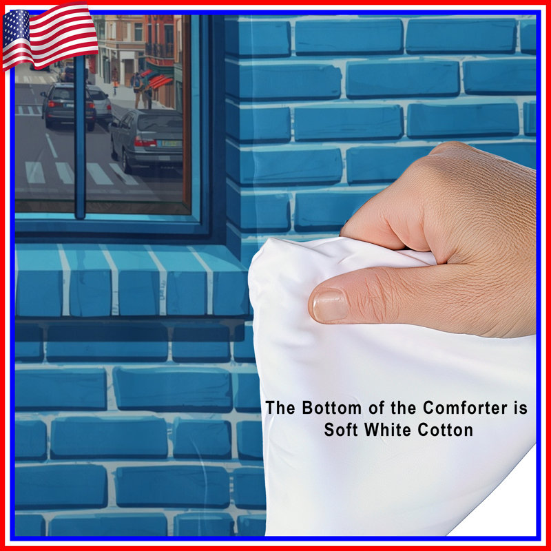 Blue Brick Wall Window Comforter, Twin