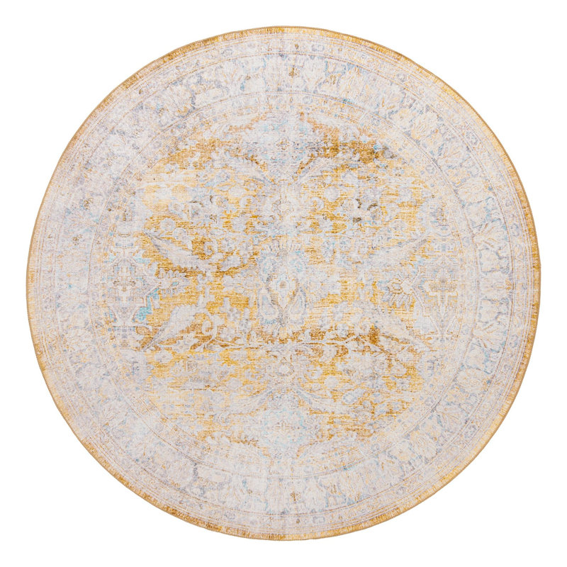Saphira Chenille Oriental Indoor Rug, Round 7'7"