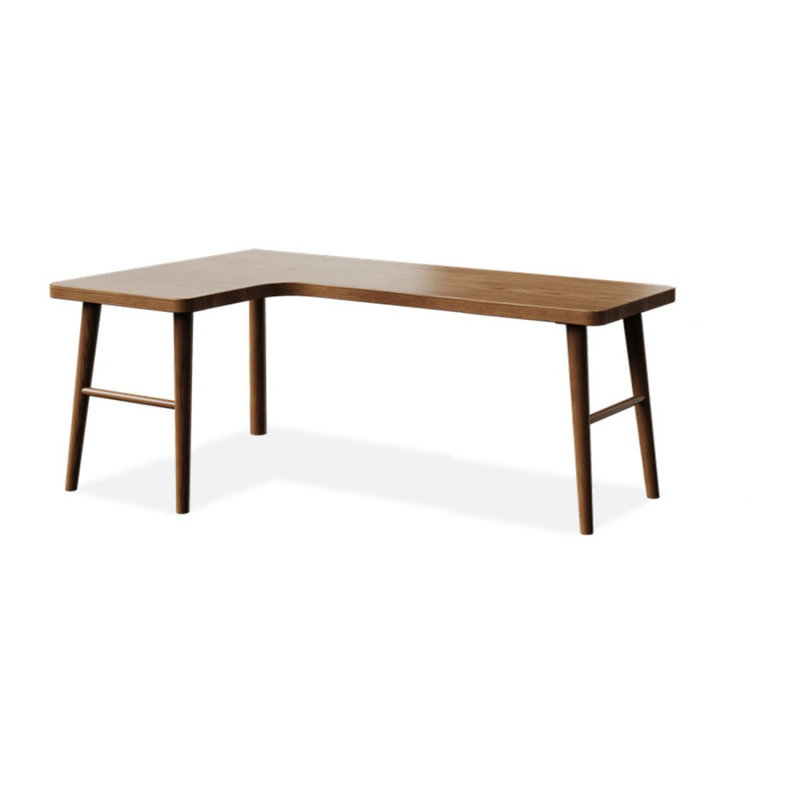 Bureau d'écriture en bois massif en L de couleur châtaignier clair, H 29,53 po x l 62,99 po x P 47,24 po, Retour à gauche