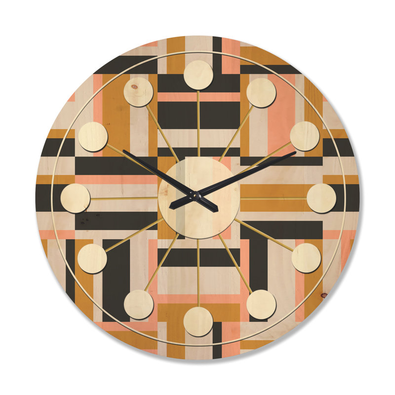 Horloge murale abstraite géométrique en bois, Très grand