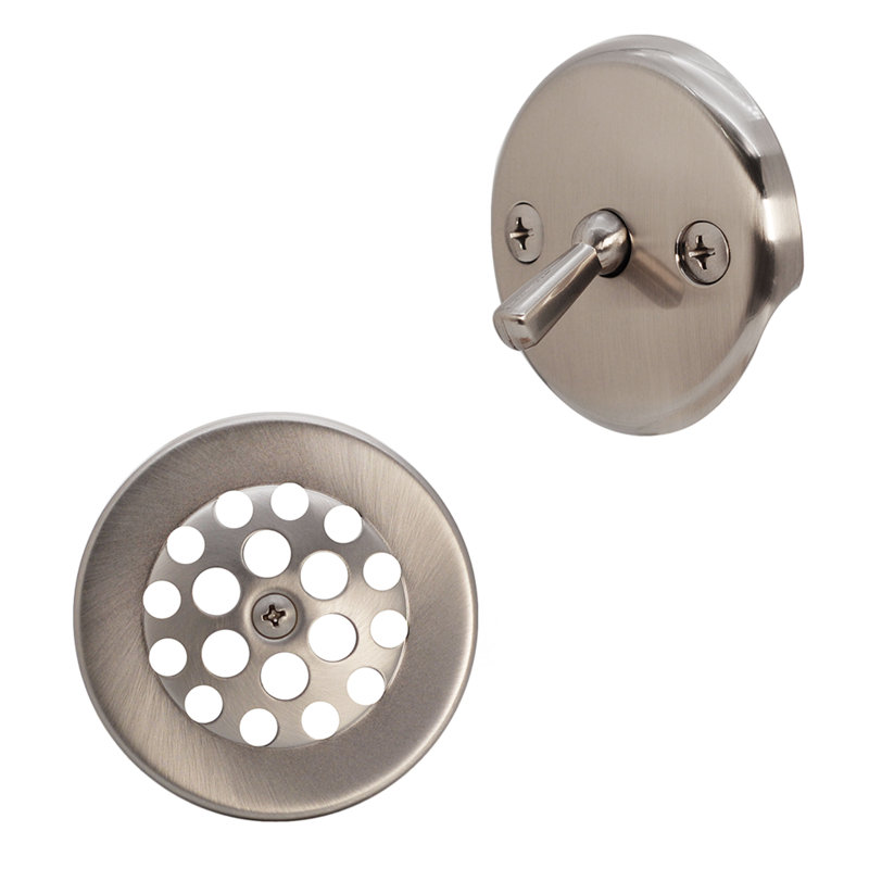 3-1/8" Trip Lever Bathtub and Shower Drain Kit with 2-Hole Overflow, Satin Nickel