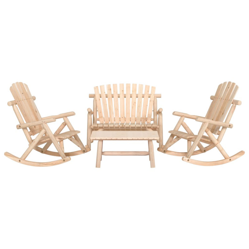 Johnsburg 4 Piece Garden Lounge Set Solid Wood Spruce, Natural