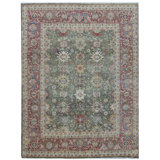 Wool Oriental Area Rug in Green/Rust