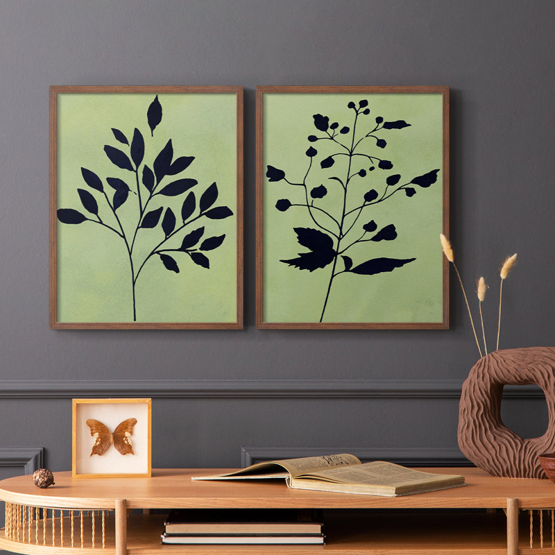 Impression encadrée Earthly Botanical I-Premium - prête à être accrochée - aucun clou requis - aucun clou requis, Noyer