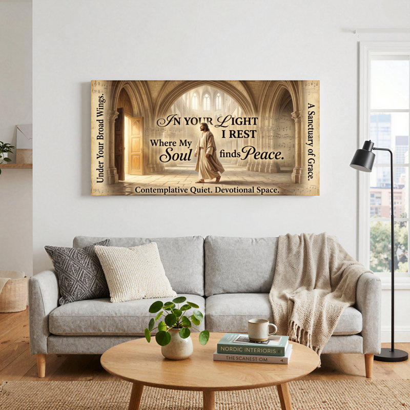 Ensemble de 1 toile murale Lumière Sacrée, L 32 po x H 16 po, Toile tendue