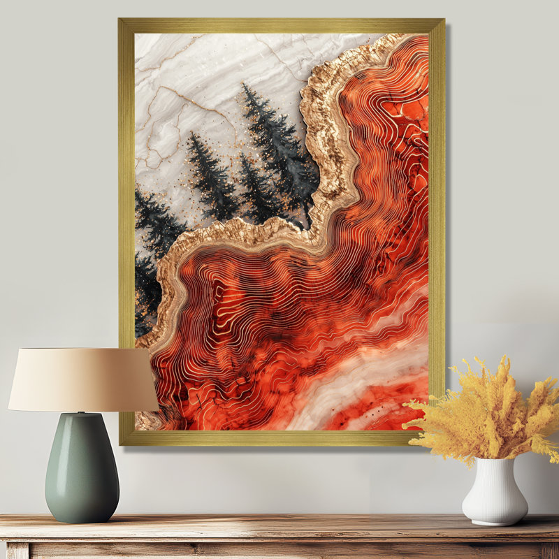 Giavanni - Art mural sur toile, paysages, 32" H x 24" W, Picture Framed, Gold
