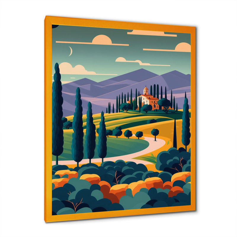 «Graphic Trees to Wineyard», reproduction sur toile, Impression dorée sur toile encadrée, H 32 po x l 24 po x P 1 po