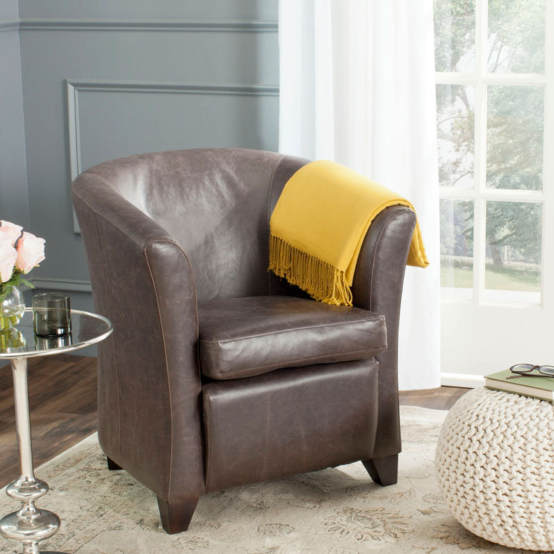 Fauteuil demi-tonneau en cuir Apollo, Brun