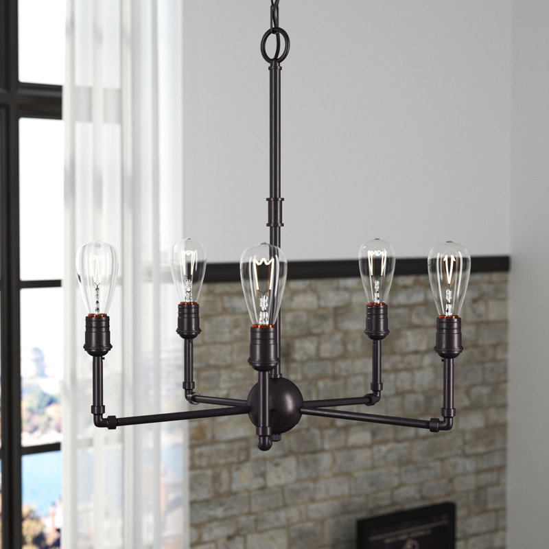 Lustree 5 lumières façon bougie/classique Kohlmeier, Bronze antique