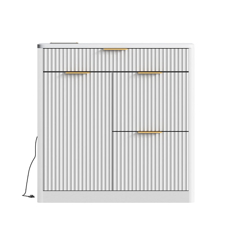 Classeur de bureau autoportant avec station de charge de table intégrée, Blanc