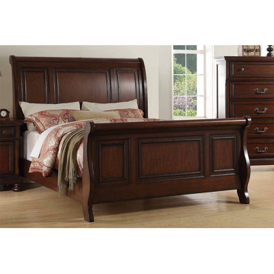 1Pc Eastern King Size Bed Two Panel Bed Headboard And Footboard Cherry Finish Bedroom Furniture