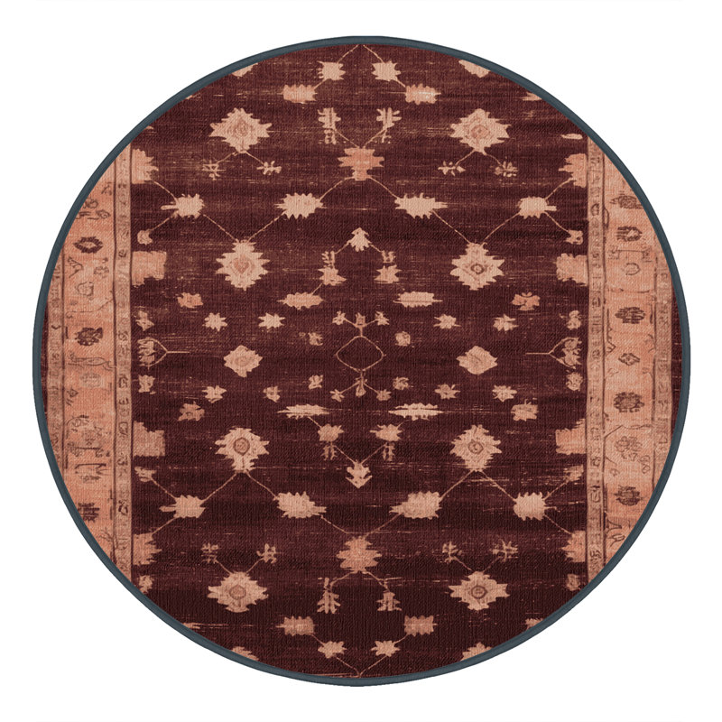 Tapis noir surteint lavable à la machine, Rond 5 pi
