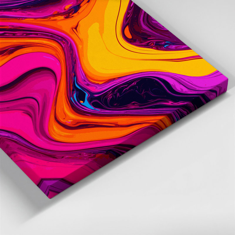Abstrait art fluide sur toile rose 27, H 14 po x l 11 po