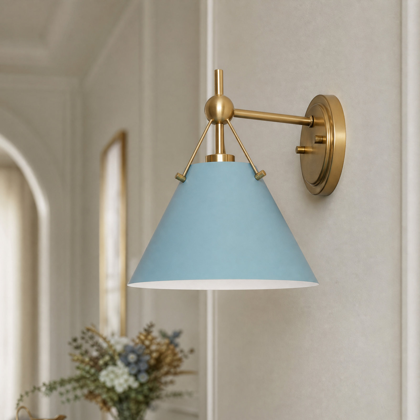 Rome Single Light Armed Sconce, Blue