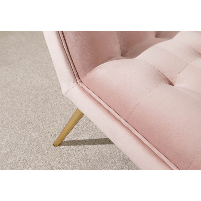 Absolon Velvet Upholstered Bench, Blush Pink