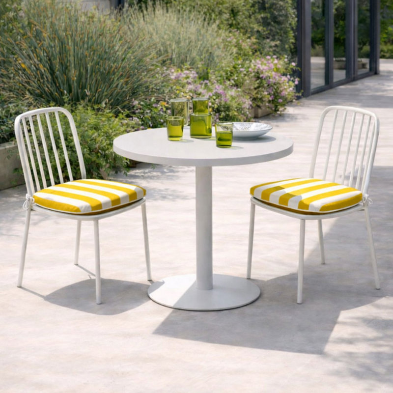 Outdoor Patio Chair Cushions, Yellow Striped, Polyester