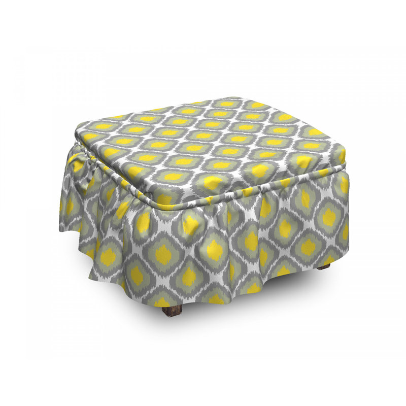 Ensemble de housse pour à coussin de boîte 2 pièces ikat rétro abstract rhombus