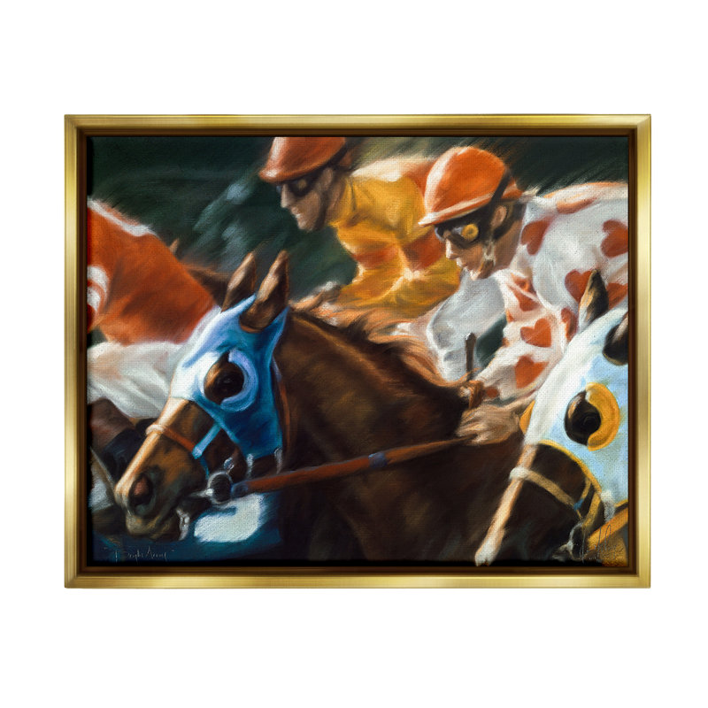 "Équitation Jockeys Racing" par Kim McElroy sur, Or, H 25 po x l 31 po