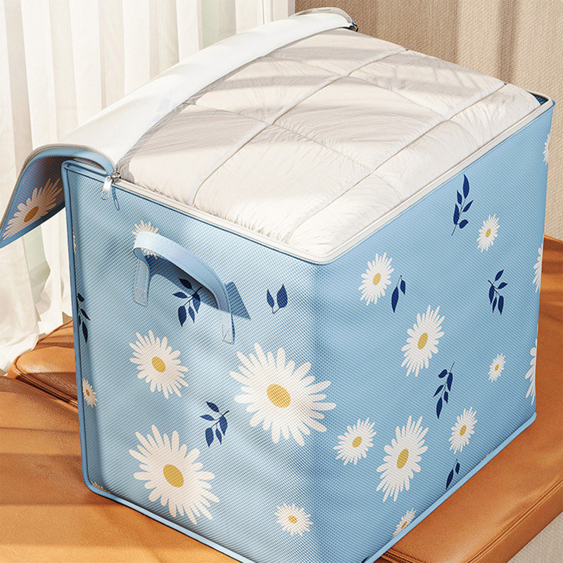  100L Storage Bins with Lids, Closet Organizers and Storage, Foldable Clothes Storage Bags or Moving Packing Bags, Storage Basket Containers for Blanket, Comforter, Pillow, Bedding