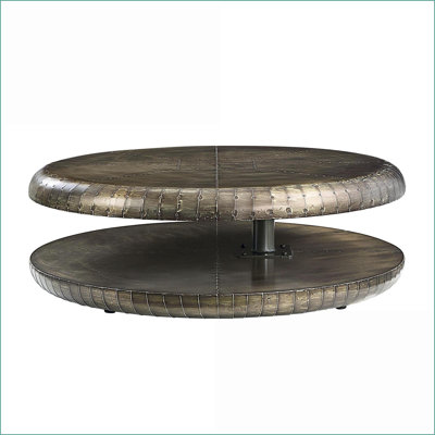 Table basse bronze en aluminium avec plateau pivotant à 360 ° Brancaster, conception patchwork artistique pour le salon