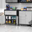 Armoire de rangement roulante en métal - H 34,11 po x l 28,94 po x P 16,17 po, 1 tiroir, 2 portes verrouillables, tiroir noir et gris avec roues P 16,17 po H 34,11 po, gris verrouillable, robuste