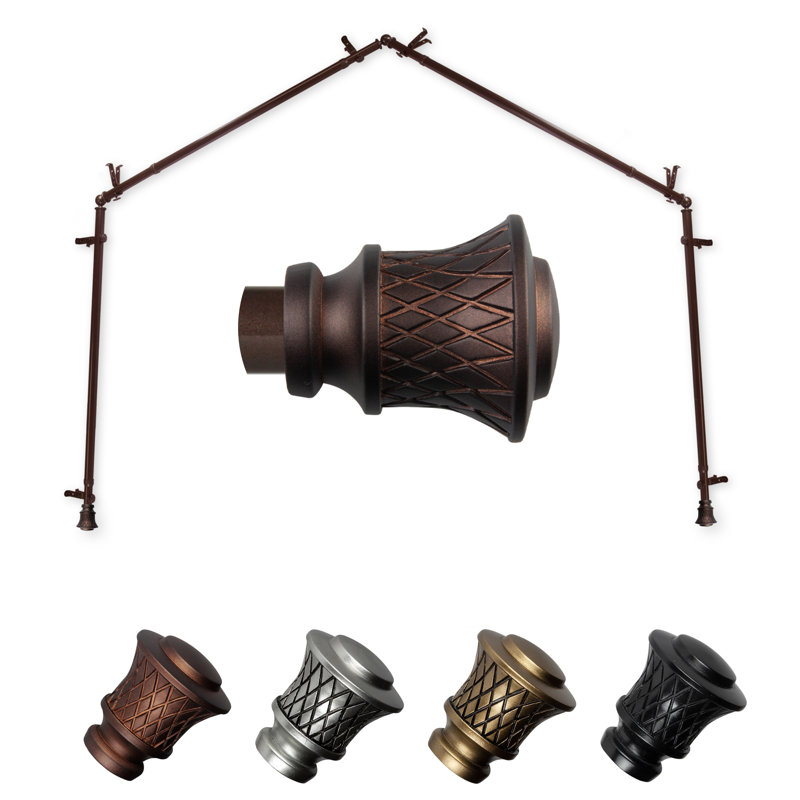 Tringle à rideaux simple en métal et fenêtre réglable en résine de 0,81 po Danery, Cacao, 28 po à 48 po (chaque côté)