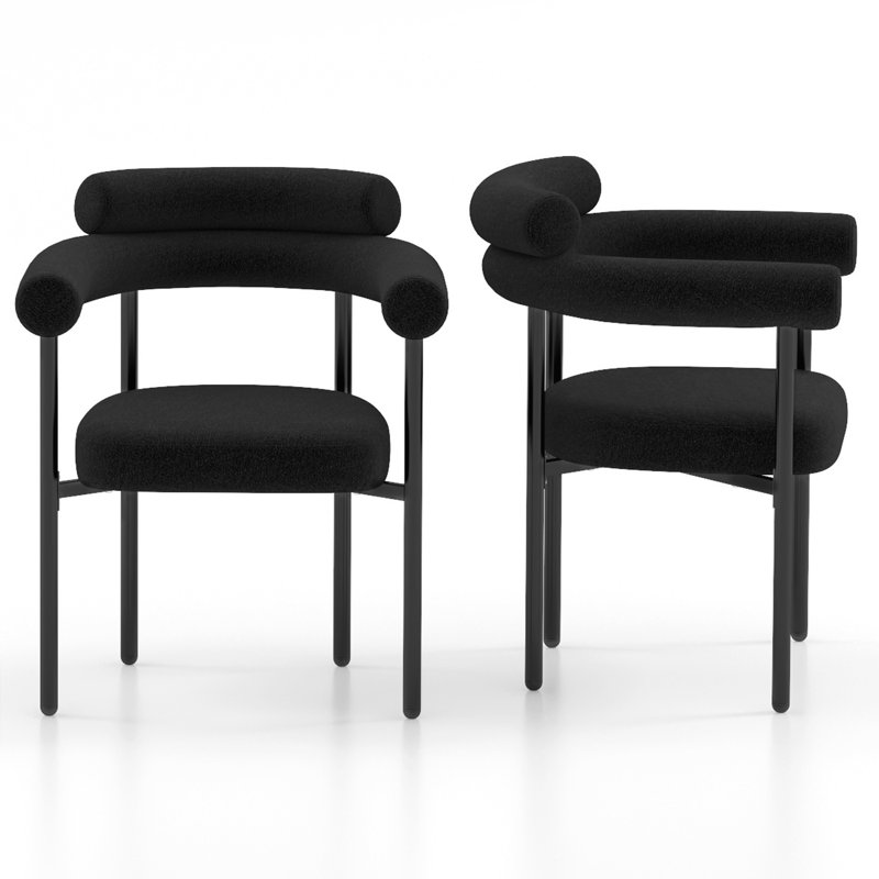  Chaise de salle à manger rembourrée Boucle (ensemble de 2), 2, Noir