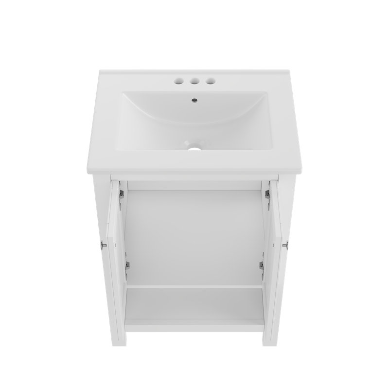 Ensemble de meuble-lavabo simple 24 po avec comptoir en céramique Monolithe, assemblage requis