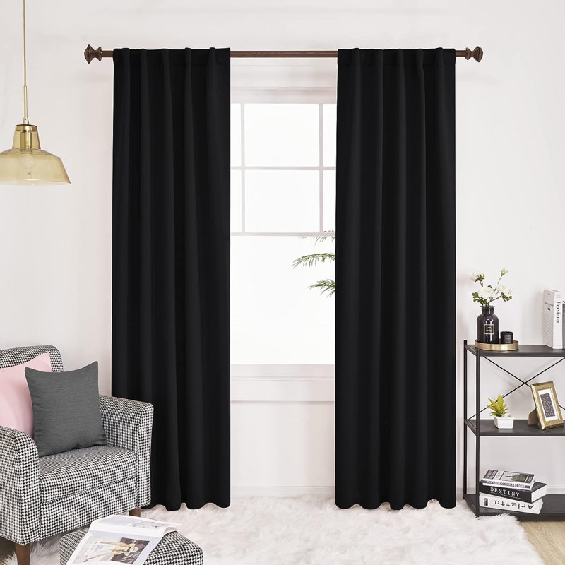 Blackout Curtain Pair, Black, 42" W x 84" L