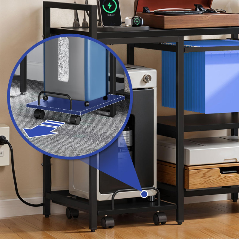 27.6'' H x 28.2'' W Printer Stand with Wheels, Black