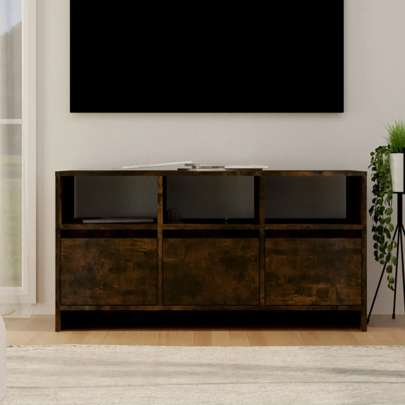 Greysi Unfinished TV Stand, Smoked Oak