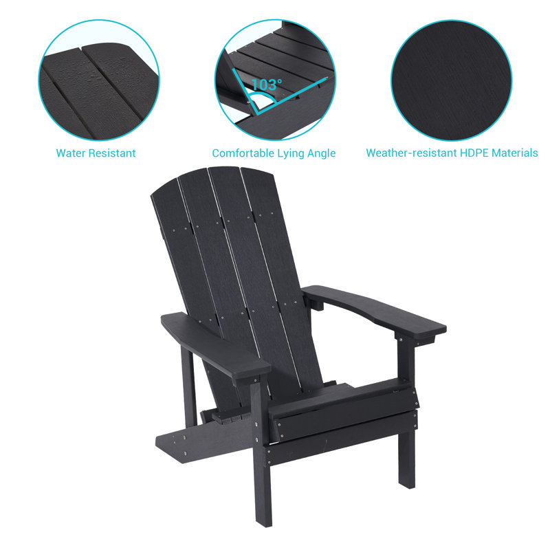 Hamle Outdoor Adirondack Chair, Black