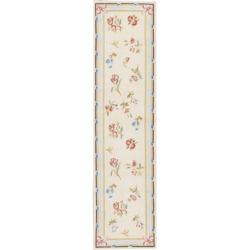 Hand-Knotted High-Quality Beige and Gold Runner