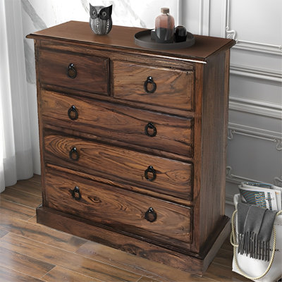 Naranjo Solid Wood 80cm W 5 - Drawer Chest of Drawers