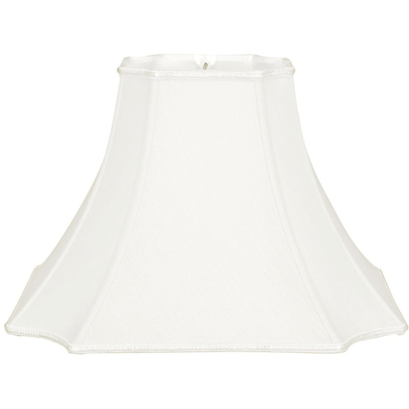 Abat-jour cloche en soie / shantung (araignée), Blanc, H 9,5 po x l 12 po x P 16 po