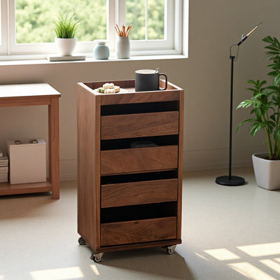 Simple Solid Wood Walnut Filing Cabinets