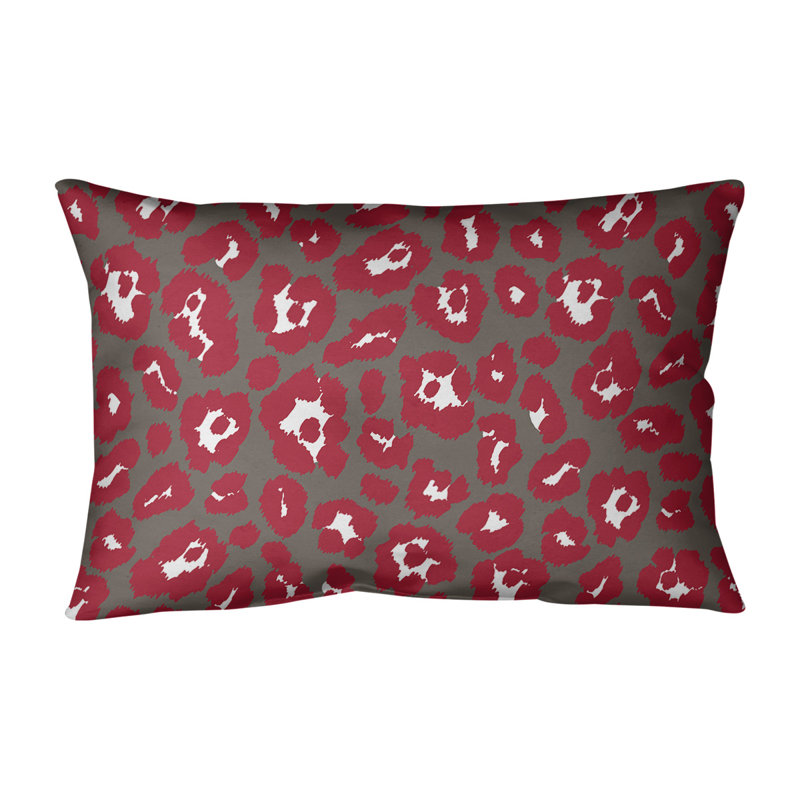Housse et insert de coussin rectangulaire d'extérieur imprimé léopard, Brun clair