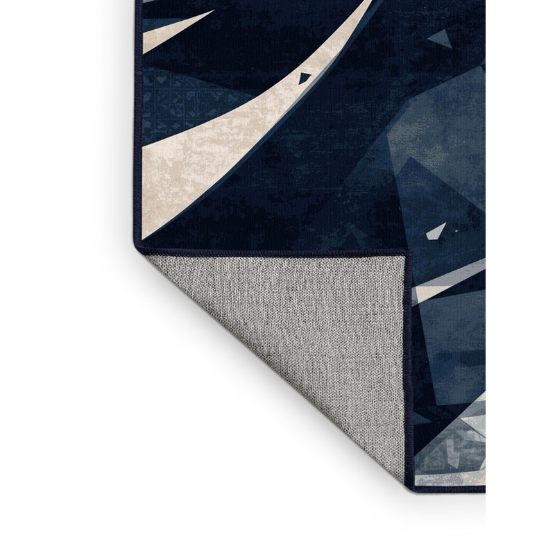 Tapis bleu marine et bleu marine lavable à la machine Bridgewater, 6 X 9