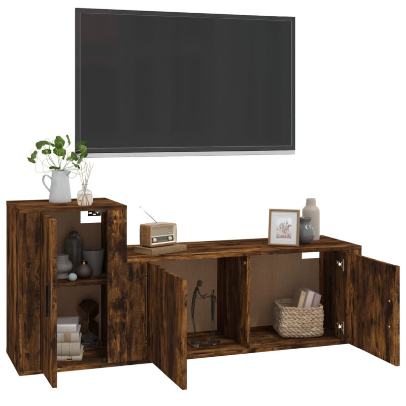 Koryn Unfinished Floating TV Stand for TVs up to 60", Smoked Oak, 31.5'' H x 55.1'' L x 13.6'' W