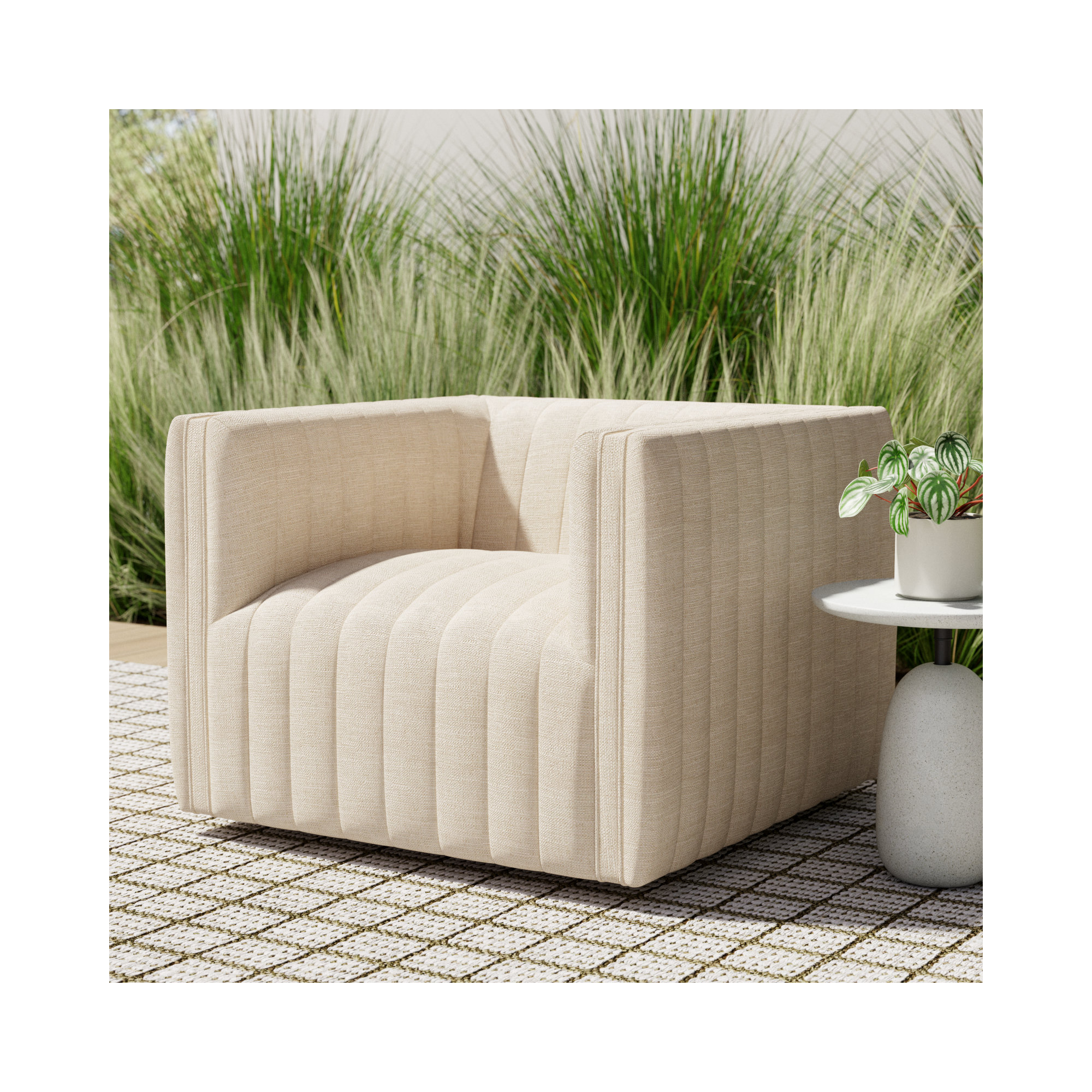 Brandt Outdoor Swivel Chair, Casa Cream