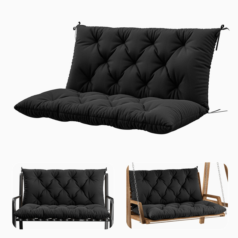 Coussin de banc d'extérieur Wynee, L 47,2 po x P 20 po, Noir