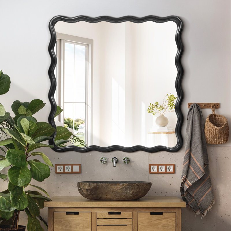 Miroir mural Wavy, Noir