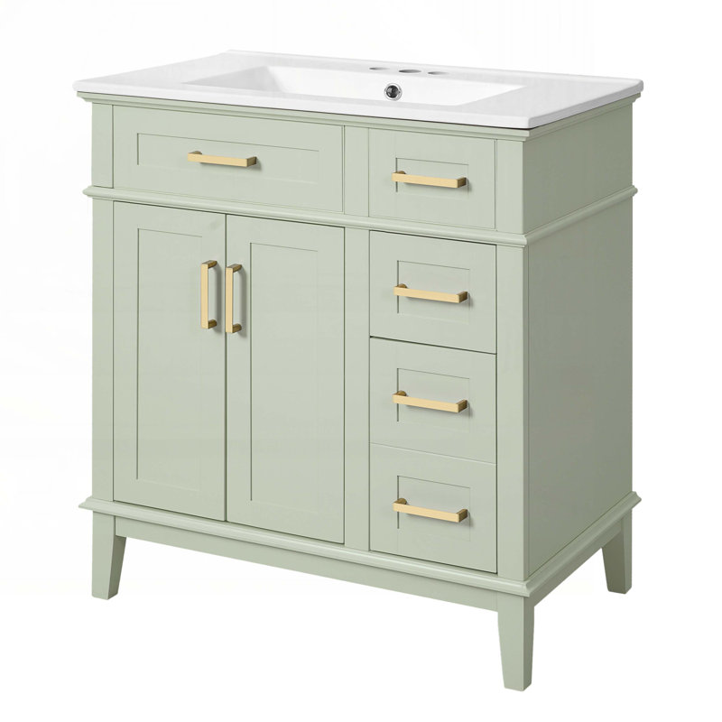 Meuble-lavabo 30 po avec lavabo en céramique, Vert