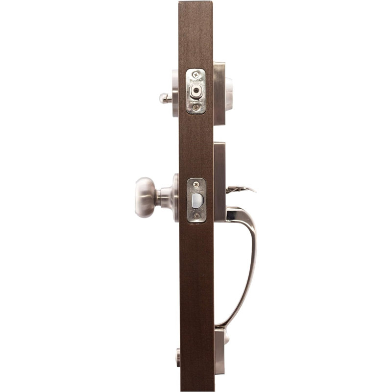 Jeu poignées avec verrou et bouton de porte et rosette Fashion, Acier inoxydable satiné