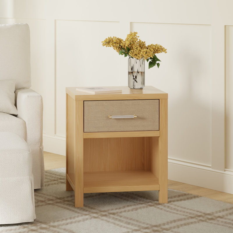 Eloise Assembled Nightstand, Natural Walnut