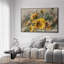 Très grande reproduction d'art sur toile - Tournesol rustique, illustrations florales rétro, décoration pour le salon ou la chambre à coucher - «Assemblage requis du cadre (cadre non fini)»-105075929